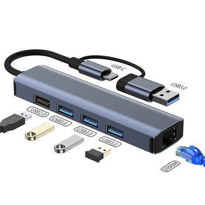 BYL-2208 5 in 2 USB USB-C / Type-C ไปยัง USB มัลติฟังก์ชั่น Docking Station HUB Adapter, BYL-2208