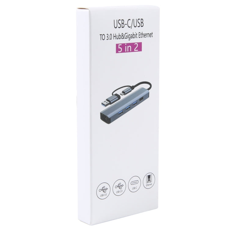 BYL-2208 5 in 2 USB USB-C / Type-C ไปยัง USB มัลติฟังก์ชั่น Docking Station HUB Adapter, BYL-2208