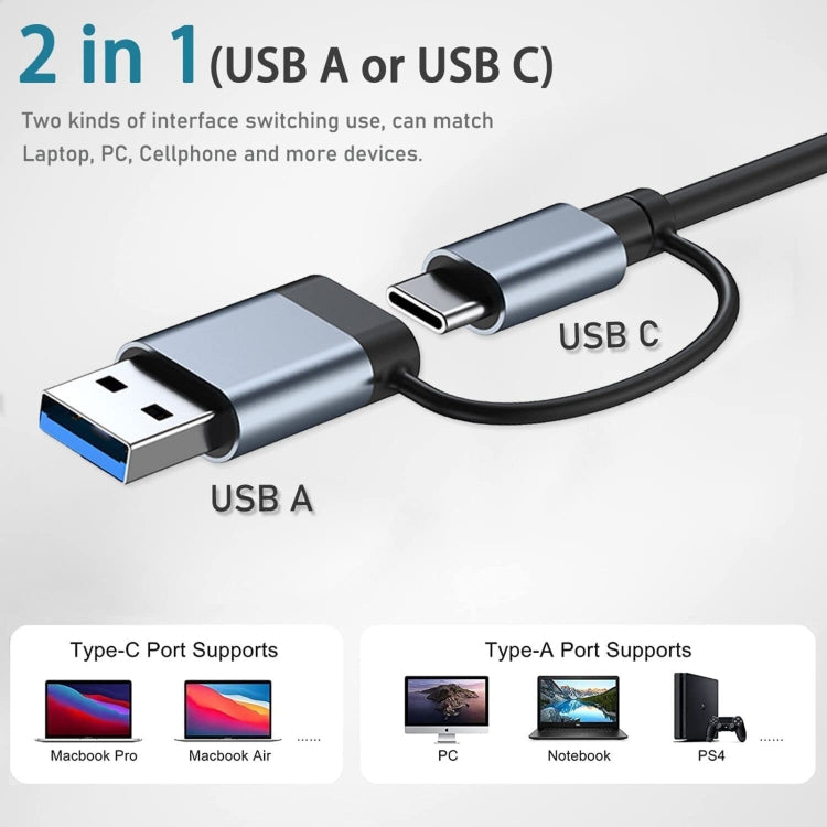 BYL-2208 5 in 2 USB USB-C / Type-C ไปยัง USB มัลติฟังก์ชั่น Docking Station HUB Adapter, BYL-2208