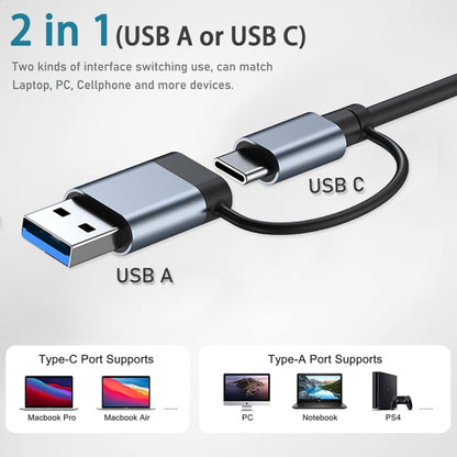 BYL-2208 5 in 2 USB USB-C / Type-C ไปยัง USB มัลติฟังก์ชั่น Docking Station HUB Adapter, BYL-2208