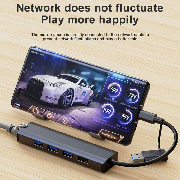 BYL-2208 5 in 2 USB USB-C / Type-C ไปยัง USB มัลติฟังก์ชั่น Docking Station HUB Adapter, BYL-2208