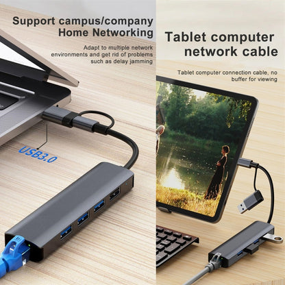 BYL-2208 5 in 2 USB USB-C / Type-C ไปยัง USB มัลติฟังก์ชั่น Docking Station HUB Adapter, BYL-2208