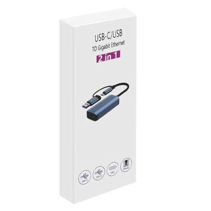 BYL-2207 2 in 1 USB + Type-C ถึง RJ45 Docking Station HUB Adapter, BYL-2207TU