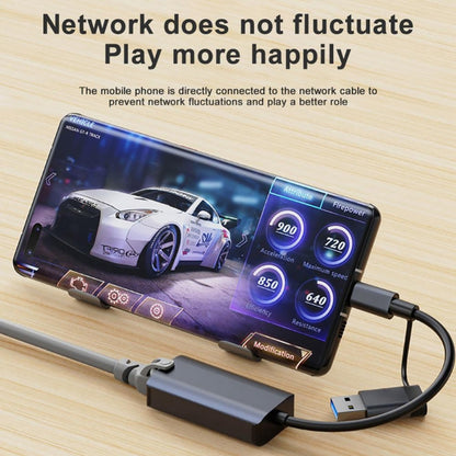 BYL-2207 2 in 1 USB + Type-C ถึง RJ45 Docking Station HUB Adapter, BYL-2207TU