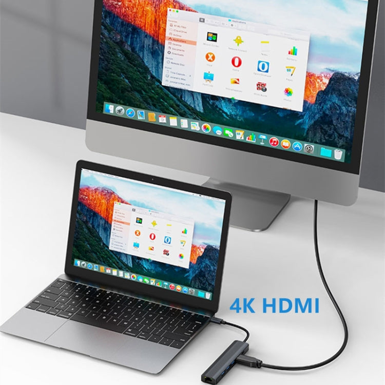 BYL-2210 6 in 1 USB-C / Type-C ไปยัง USB มัลติฟังก์ชั่น Docking Station HUB Adapter พร้อมพอร์ตเครือข่าย 1000M, BYL-2210