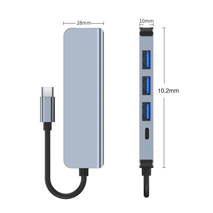 BYL-2301 5 in 1 USB-C / Type-C ไปยัง USB มัลติฟังก์ชั่น Docking Station HUB Adapter, BYL-2301T
