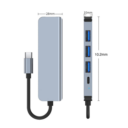 BYL-2301 5 in 1 USB-C / Type-C ไปยัง USB มัลติฟังก์ชั่น Docking Station HUB Adapter, BYL-2301T