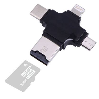 4 in 1 USB-C / Type-C และ USB 2.0 และ Micro USB และเครื่องอ่านการ์ด TF 8 พินสำหรับ MacBook, PC, แล็ปท็อป, สมาร์ทโฟนพร้อมฟังก์ชัน OTG รองรับ FAT32 และ exFAT