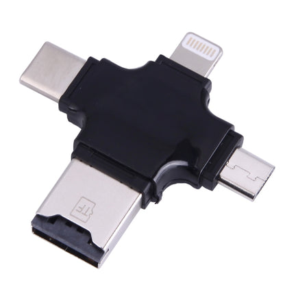 4 in 1 USB-C / Type-C และ USB 2.0 และ Micro USB และเครื่องอ่านการ์ด TF 8 พินสำหรับ MacBook, PC, แล็ปท็อป, สมาร์ทโฟนพร้อมฟังก์ชัน OTG รองรับ FAT32 และ exFAT