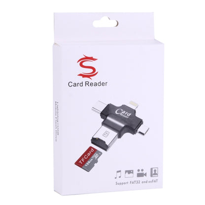 4 in 1 USB-C / Type-C และ USB 2.0 และ Micro USB และเครื่องอ่านการ์ด TF 8 พินสำหรับ MacBook, PC, แล็ปท็อป, สมาร์ทโฟนพร้อมฟังก์ชัน OTG รองรับ FAT32 และ exFAT