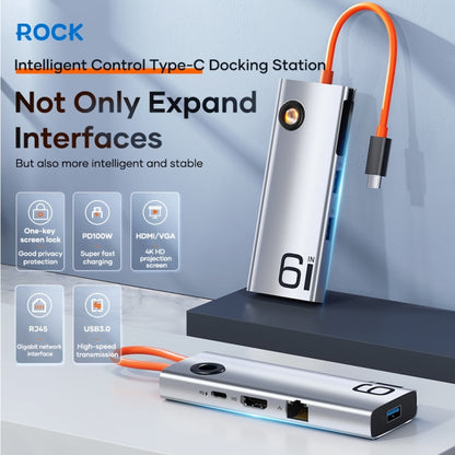 ROCK TR28 HDMI 4K Gigabit Network PD ที่ชาร์จด่วน 6 in 1 USB 3.0 HUB, TR28 6  in 1 HUB