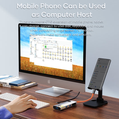 ROCK TR28 HDMI 4K Gigabit Network PD ที่ชาร์จด่วน 6 in 1 USB 3.0 HUB, TR28 6  in 1 HUB