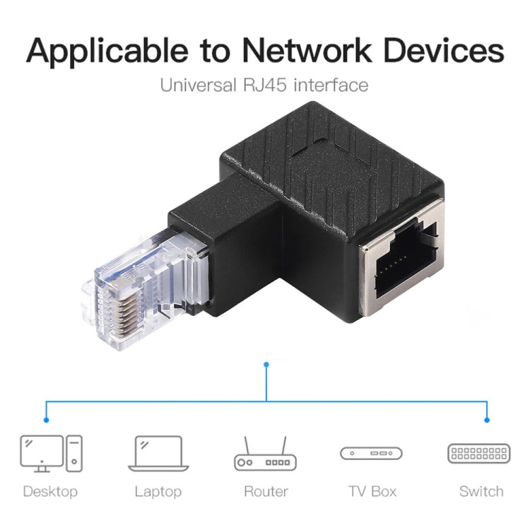RJ45 ตัวแปลงชายหญิง 90 องศาอะแดปเตอร์สำหรับ Cat5 Cat6 LAN Ethernet สายเคเบิลเครือข่าย, 90 Degrees Up