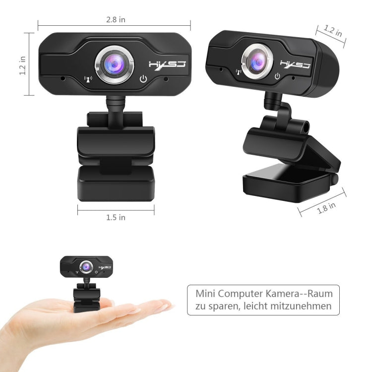 HXSJ S50 30fps 100 ล้านพิกเซล 720P HD เว็บแคมสำหรับเดสก์ท็อป / แล็ปท็อป / สมาร์ททีวีพร้อมไมโครโฟนดูดซับเสียง 10 ม. ความยาวสายเคเบิล: 1.4 ม., S50