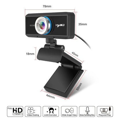 HXSJ S90 30fps 1 ล้านพิกเซล 720P HD เว็บแคมสำหรับเดสก์ท็อป / แล็ปท็อป / Android TV พร้อมไมโครโฟนดูดซับเสียง 8 ม. ความยาวสายเคเบิล: 1.5 ม., S90