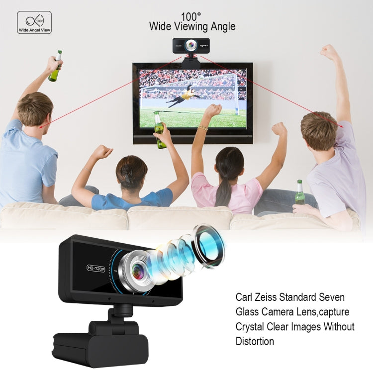 HXSJ S90 30fps 1 ล้านพิกเซล 720P HD เว็บแคมสำหรับเดสก์ท็อป / แล็ปท็อป / Android TV พร้อมไมโครโฟนดูดซับเสียง 8 ม. ความยาวสายเคเบิล: 1.5 ม., S90