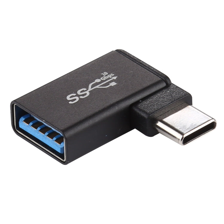 Type-C / USB-C ชายกับ USB 3.0 หญิง 90 องศาข้อศอกอะแดปเตอร์โลหะผสมอลูมิเนียม, Type-C Male to USB 3.2 Female