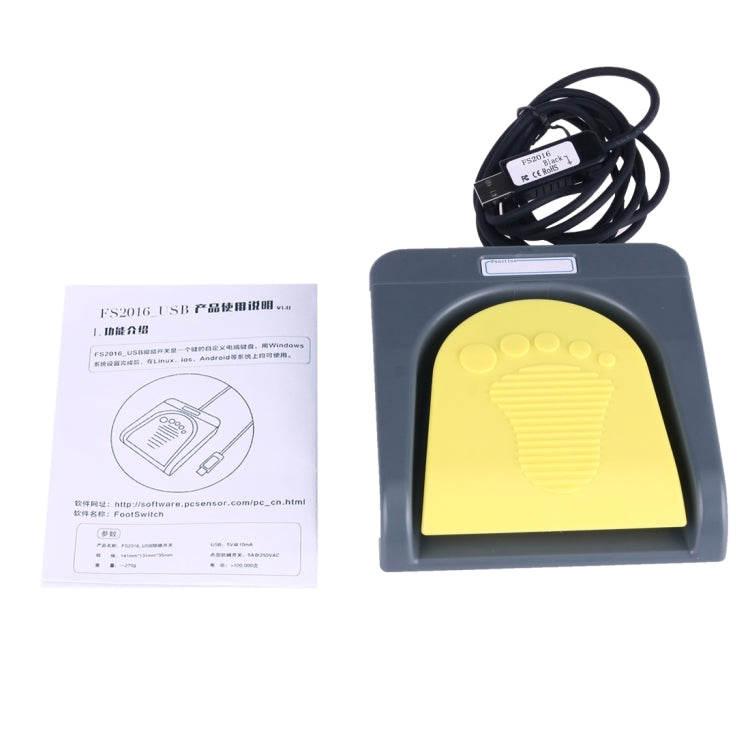 FS2016_USB PCsensor USB Foot Switch คีย์บอร์ดควบคุมเท้า, มัลติมีเดีย / คีย์บอร์ด / เกมแพด / เมาส์ / สตริง / ฟังก์ชั่นการรับภาพอัลตราซาวนด์, 1 Foot Switch