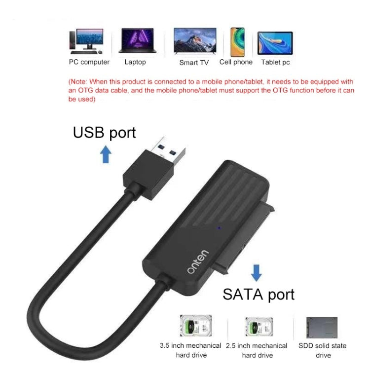 Onten US301 USB 3.0 ถึงอะแดปเตอร์ SATA สำหรับ Universal 2.5/3.5 HDD/SSD ฮาร์ดดิสก์ไดรฟ์