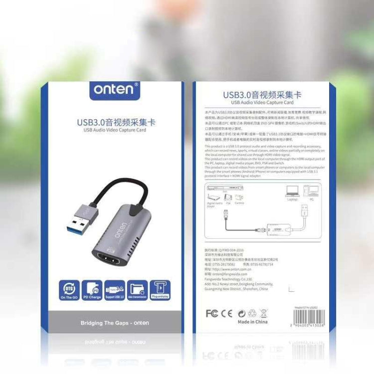 การ์ดจับภาพวิดีโอเสียง Onten US302 USB3.0, US302
