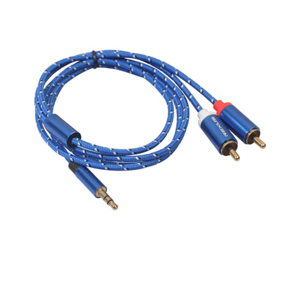 REXLIS 3610 3.5 มิลลิเมตรชายกับคู่ RCA ปลั๊กชุบทองผ้าฝ้ายสีฟ้าถักสายสัญญาณเสียงสำหรับอินพุต RCA อินเตอร์เฟซลำโพงที่ใช้งานความยาว: 1 เมตร
