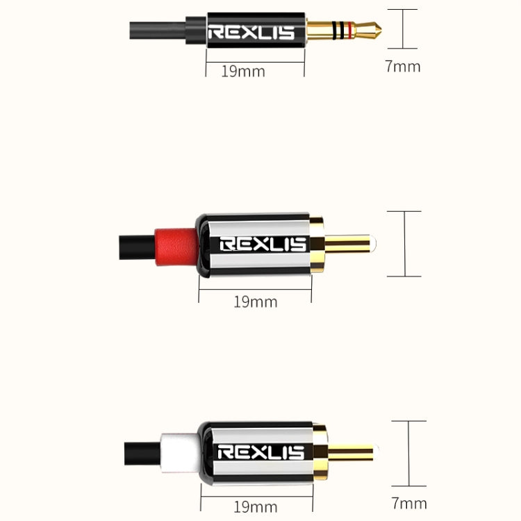 REXLIS 3635 3.5 มิลลิเมตรชายกับคู่อาร์ซีเอปลั๊กเคลือบทองสีดำผ้าฝ้ายถักสายสัญญาณเสียงสำหรับอินพุตอาร์ซีเออินเตอร์เฟซลำโพงที่ใช้งานความยาว: 0.5 เมตร, Length: 0.5m