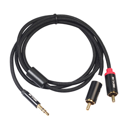 REXLIS 3635 3.5 มิลลิเมตรชายกับคู่ RCA ปลั๊กชุบทองสีดำผ้าฝ้ายถักสายสัญญาณเสียงสำหรับอินพุต RCA อินเตอร์เฟซลำโพงที่ใช้งานความยาว: 1 เมตร, Length: 1m