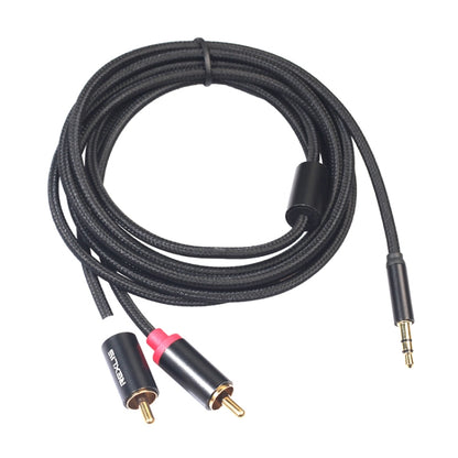 REXLIS 3635 3.5 มิลลิเมตรชายกับคู่ RCA ปลั๊กเคลือบทองผ้าฝ้ายสีดำถักสายสัญญาณเสียงสำหรับอินพุต RCA อินเตอร์เฟซลำโพงที่ใช้งานความยาว: 5 เมตร, Length: 5m