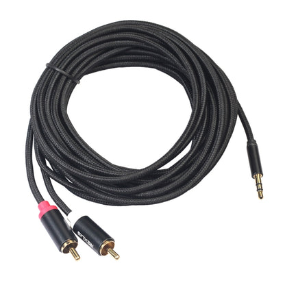 REXLIS 3635 3.5 มิลลิเมตรชายกับคู่ RCA ปลั๊กชุบทองผ้าฝ้ายสีดำถักสายสัญญาณเสียงสำหรับอินพุต RCA อินเตอร์เฟซลำโพงที่ใช้งานความยาว: 10 เมตร, Length: 10m