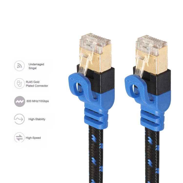 REXLIS CAT7-2 เคลือบทอง CAT7 Flat Ethernet 10 Gigabit สองสีสาย LAN เครือข่ายแบบถักสำหรับเราเตอร์เครือข่าย LAN โมเด็มพร้อมขั้วต่อ RJ45 แบบป้องกันความยาว: 0.5 ม., Length: 0.5m