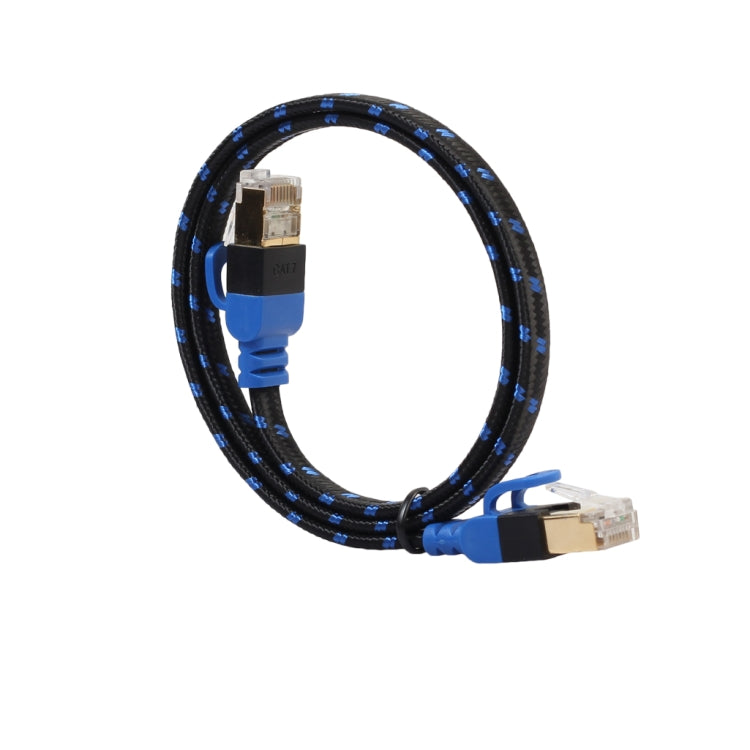 REXLIS CAT7-2 เคลือบทอง CAT7 Flat Ethernet 10 Gigabit สองสีสาย LAN เครือข่ายแบบถักสำหรับเราเตอร์เครือข่าย LAN โมเด็มพร้อมขั้วต่อ RJ45 แบบป้องกันความยาว: 0.5 ม., Length: 0.5m
