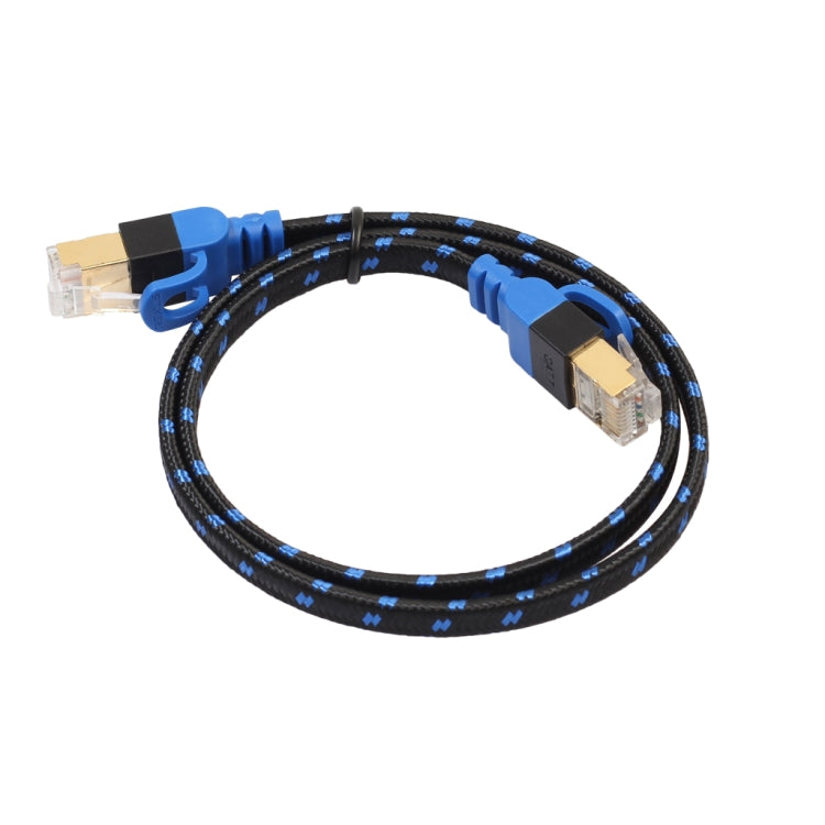 REXLIS CAT7-2 เคลือบทอง CAT7 Flat Ethernet 10 Gigabit สองสีสาย LAN เครือข่ายแบบถักสำหรับเราเตอร์เครือข่าย LAN โมเด็มพร้อมขั้วต่อ RJ45 แบบป้องกันความยาว: 1 ม., Length: 1m
