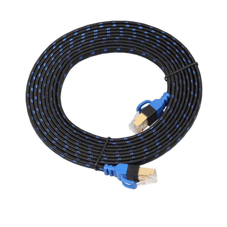 REXLIS CAT7-2 เคลือบทอง CAT7 แบนอีเธอร์เน็ต 10 กิกะบิตสองสีสาย LAN เครือข่ายแบบถักสำหรับเราเตอร์เครือข่าย LAN โมเด็มพร้อมขั้วต่อ RJ45 ป้องกันความยาว: 5 ม., Length: 5m