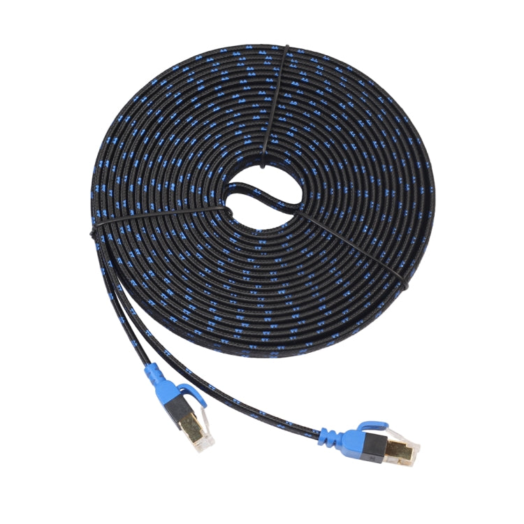 REXLIS CAT7-2 เคลือบทอง CAT7 Flat Ethernet 10 Gigabit สองสีสาย LAN เครือข่ายแบบถักสำหรับเราเตอร์เครือข่าย LAN โมเด็มพร้อมขั้วต่อ RJ45 แบบป้องกันความยาว: 10 ม., Length: 10m