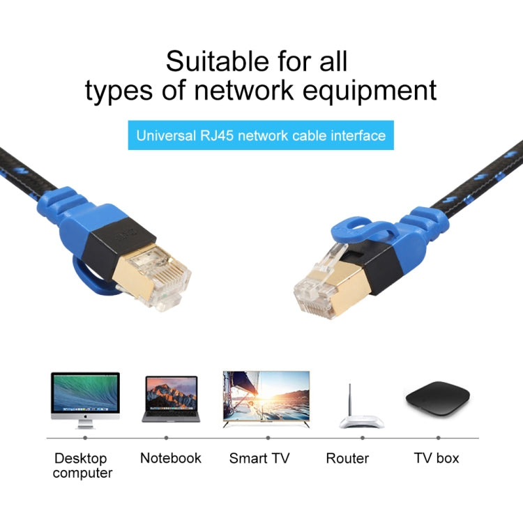 REXLIS CAT7-2 เคลือบทอง CAT7 Flat Ethernet 10 Gigabit สองสีสาย LAN เครือข่ายแบบถักสำหรับเราเตอร์เครือข่าย LAN โมเด็มพร้อมขั้วต่อ RJ45 แบบป้องกันความยาว: 10 ม., Length: 10m