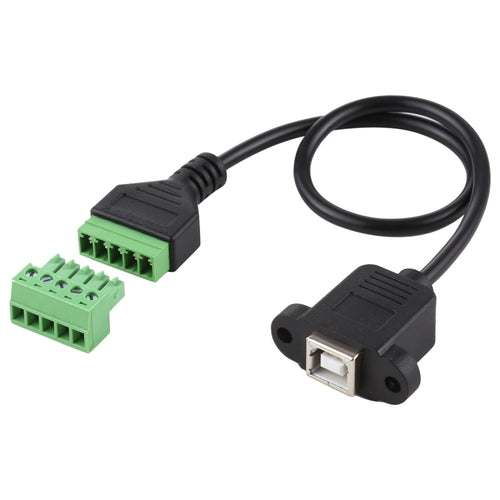 ปลั๊ก USB Type-B ตัวเมียถึงขั้วต่อแบบเสียบได้ 5 พินตัวเชื่อมต่อ USB แบบบัดกรีสายเคเบิลอะแดปเตอร์เชื่อมต่อ Solderless ความยาว: 30 ซม., USB Type-B Female