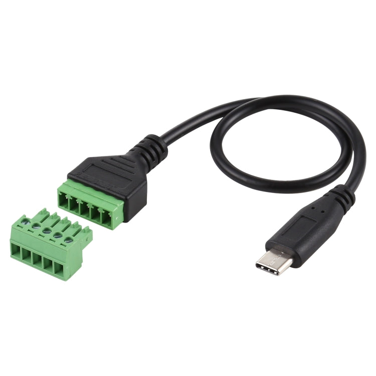 USB-C / Type-C ชายถึง 5 พินขั้วต่อแบบเสียบได้ขั้วต่อ USB แบบบัดกรีสายเคเบิลอะแดปเตอร์เชื่อมต่อ Solderless ความยาว: 30 ซม., Type-C Male