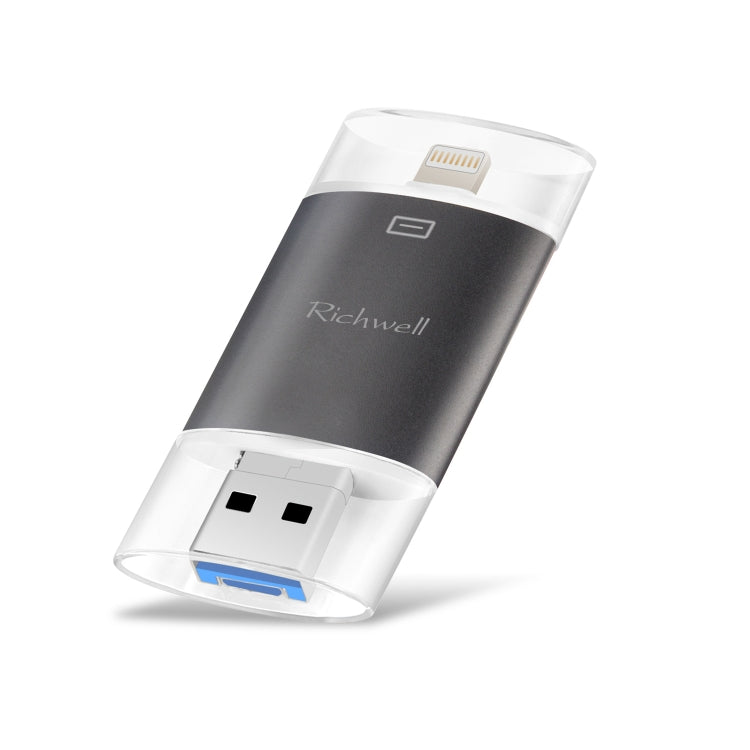 Richwell 3 in 1 64G Type-C 8 Pin USB 3.0 Metal Double Cover Push-pull Flash Disk พร้อมฟังก์ชัน OTG