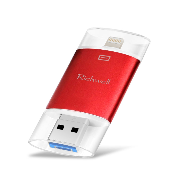 Richwell 3 in 1 32G Type-C 8 Pin USB 3.0 Metal Double Cover Push-pull Flash Disk พร้อมฟังก์ชัน OTG