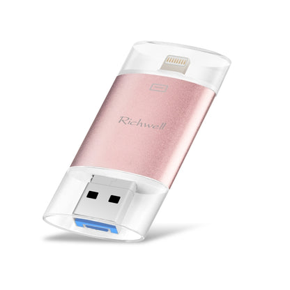 Richwell 3 in 1 32G Type-C 8 Pin USB 3.0 Metal Double Cover Push-pull Flash Disk พร้อมฟังก์ชัน OTG