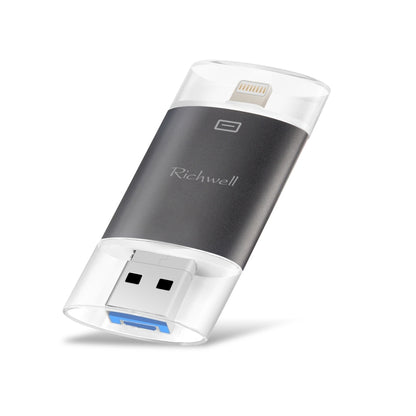 Richwell 3 in 1 16G Type-C 8 Pin USB 3.0 Metal Double Cover Push-pull Flash Disk พร้อมฟังก์ชัน OTG