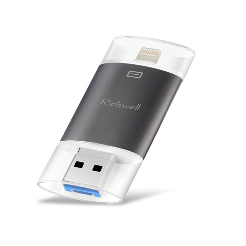 Richwell 3 in 1 16G Type-C 8 Pin USB 3.0 Metal Double Cover Push-pull Flash Disk พร้อมฟังก์ชัน OTG