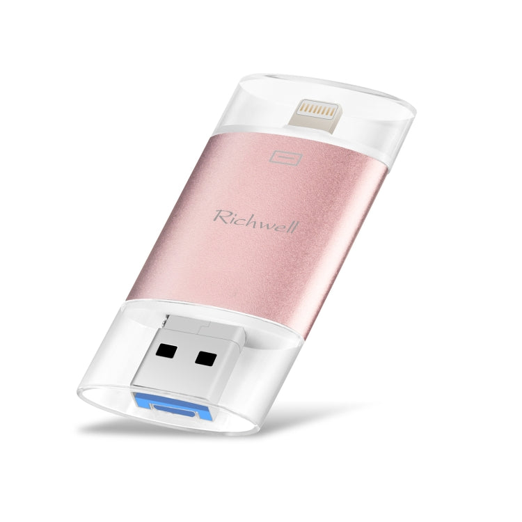 Richwell 3 in 1 16G Type-C 8 Pin USB 3.0 Metal Double Cover Push-pull Flash Disk พร้อมฟังก์ชัน OTG