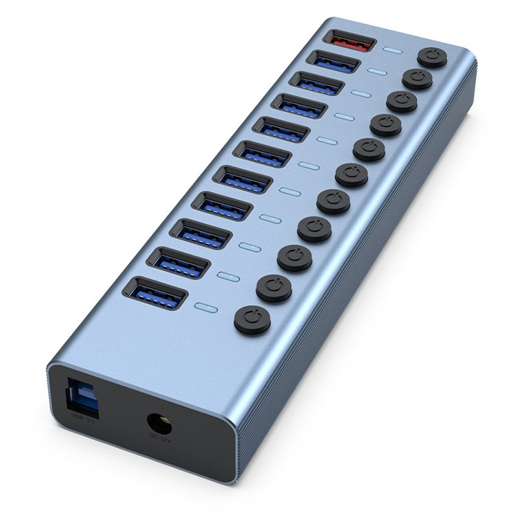 11 in 1 USB 3.0 HUB Splitter พร้อมสวิตช์อิสระและแหล่งจ่ายไฟ 12V 4A, 11 USB 3.0