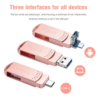 Richwell 3 in 1 32G Type-C + Micro USB + USB 3.0 แฟลชดิสก์โลหะพร้อมฟังก์ชัน OTG