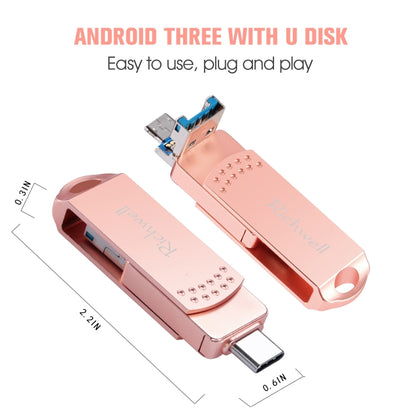 Richwell 3 in 1 32G Type-C + Micro USB + USB 3.0 แฟลชดิสก์โลหะพร้อมฟังก์ชัน OTG