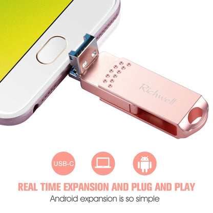 Richwell 3 in 1 32G Type-C + Micro USB + USB 3.0 แฟลชดิสก์โลหะพร้อมฟังก์ชัน OTG