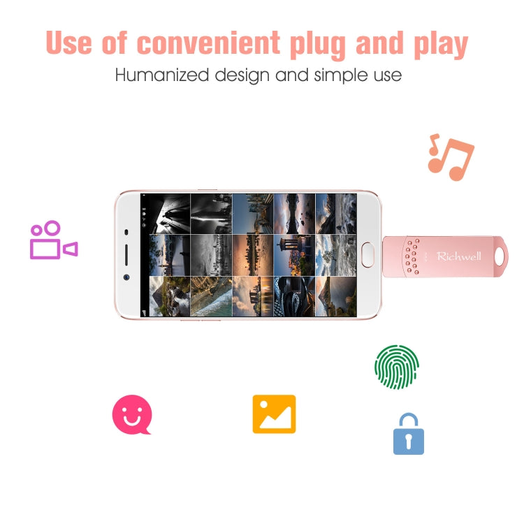 Richwell 3 in 1 32G Type-C + Micro USB + USB 3.0 แฟลชดิสก์โลหะพร้อมฟังก์ชัน OTG