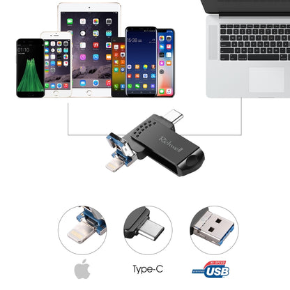 Richwell 16G Type-C 8 Pin USB 3.0 Metal Push-pull Flash Disk พร้อมฟังก์ชัน OTG