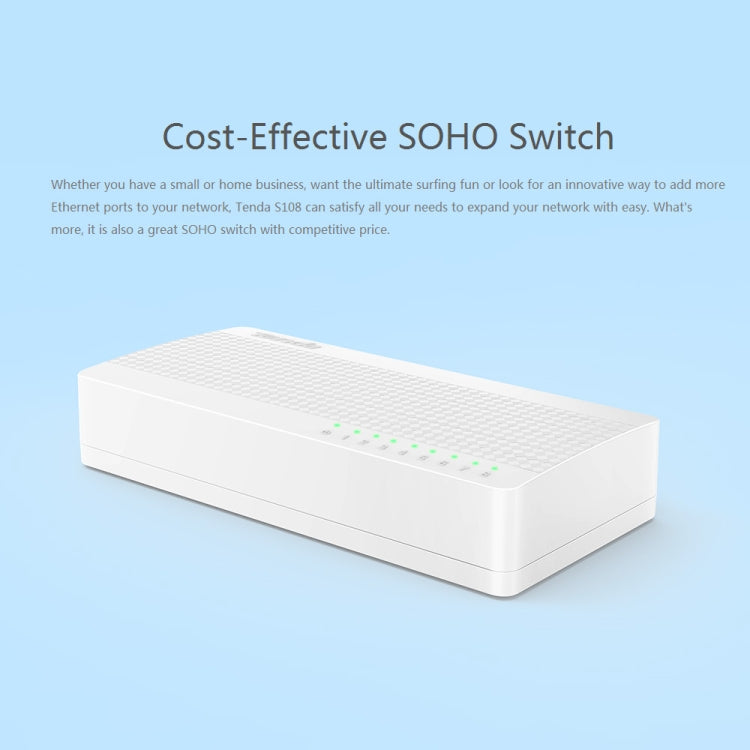 Tenda S108 8 พอร์ต 10 / 100Mbps Fast Ethernet Network Switch LAN HUB, Tenda SG108 8 Ports White